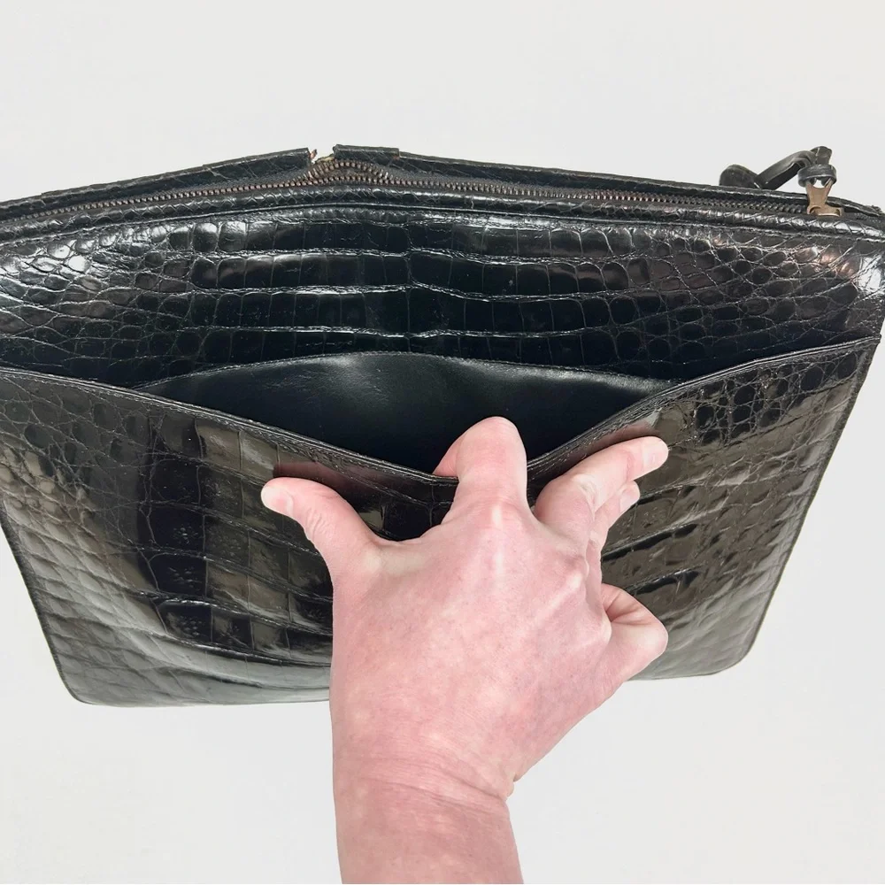 Authentic Vintage 1980's Chanel Executive Cerf Crocodile Embossed Tote